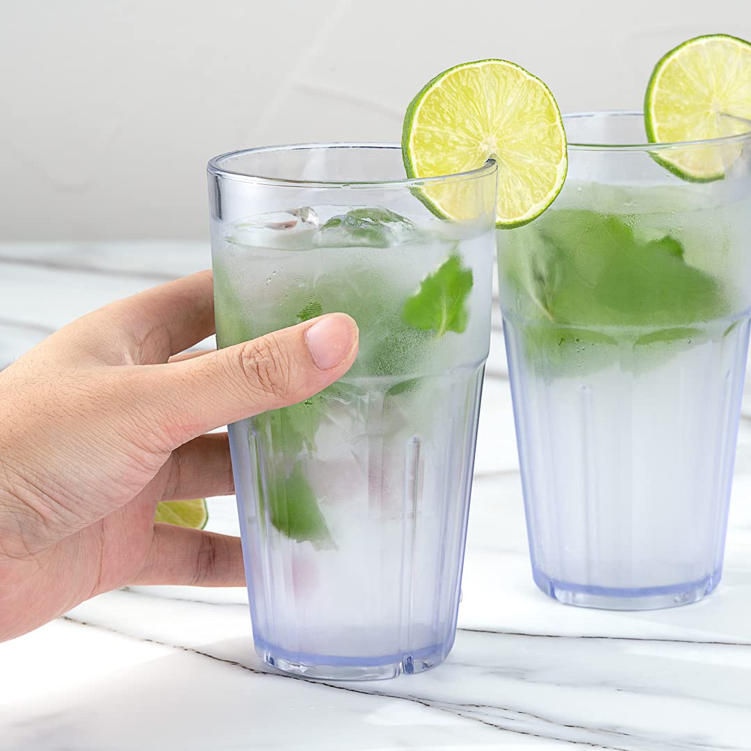 Bev Tek 16 Ounce Plastic Tumblers, Set Of 10 Shatter-Resistant Drinking Cups - Stackable, Clear Plastic Drinking Glasses, Dishwasher-Safe, Restaurant-Style Cups 5