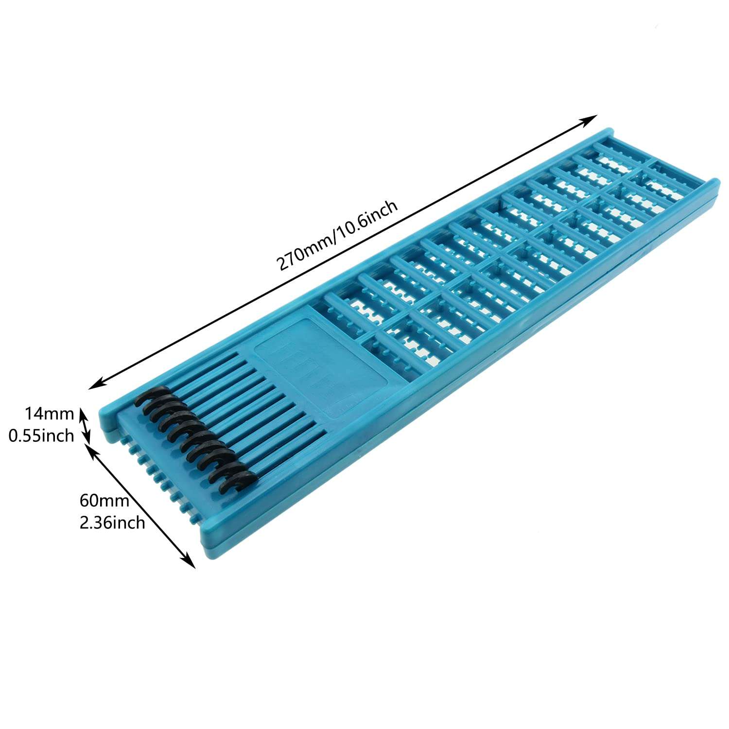 LUORNG Fishing Hook Holder 2pcs 6x27cm Blue and Green Fishing Snelled Hook Holder Plastic Double Side Spring Hooks Storage Catch Holder for Snelled Rigs Holder Lead Tray Jigs Board 4