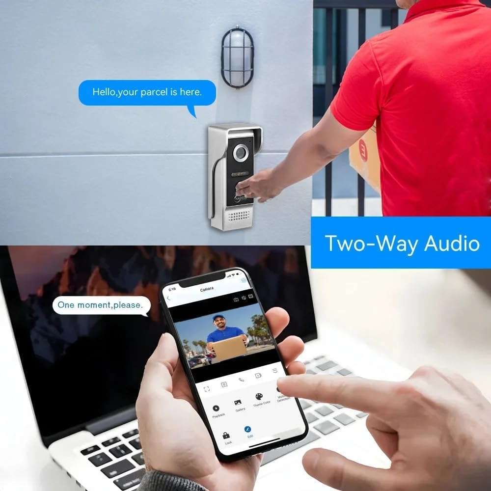 ANJIELO SMART Wired Video Intercom System,WiFi 1080P 7 Inch Color Touch Monitor,Video Intercom System Doorbell Camera with Motion Detection,Anti-Tamper Alarm,Night Vision (2 Doorbell+2 Monitor) 3