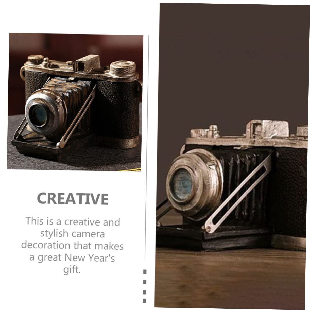 BIUDECO Retro Bauble Process Vintage Camera Retro Decoration Camera Props Tabletop Decor Miniture Decoration Camera Figurine Miniature Camera Old Camera Prop Synthetic Resin Black 4
