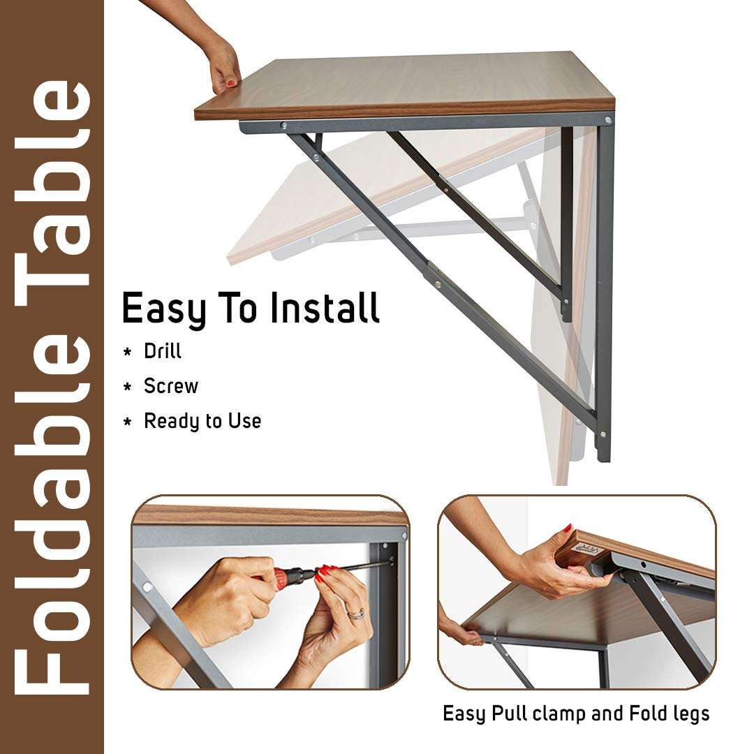 BAYBEE Multi-Purpose Floating Desk Folding Wall-Mounted Study Table, Desk for Home for Space Saving, Dining, Working, Reading and Writing (67.5cm x 56cm, Large) 3