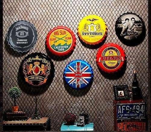 mokarier Big Wove Kono Decorative Bottle Caps Metal Tin Signs Cafe Beer Bar Decoration Plat 13.8" Inches Wall Art Plaque Vintage Home Decor 4