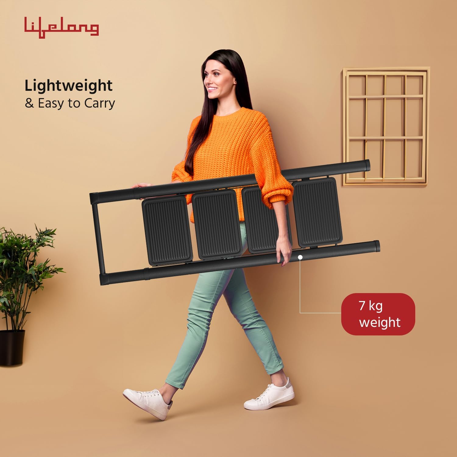 Lifelong 4 Steps Steel Ladder with Handle for Home, Foldable & Portable Stairs, Versatile Use for Kitchen, Bathroom & Office Foot Stool - Multipurpose Step Stool with 150 Kg Capacity (LLSLH04, Black) 5