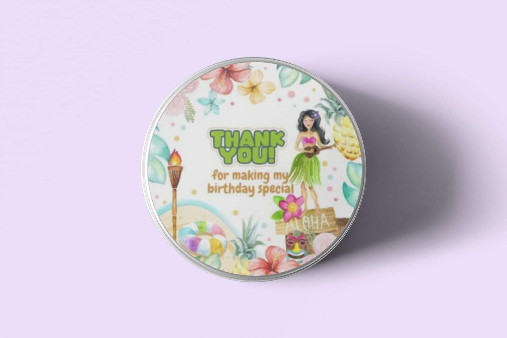 Aloha Theme- Thankyou Sticker (6 CM/Sticker/Mixcolour/24Pcs) 5