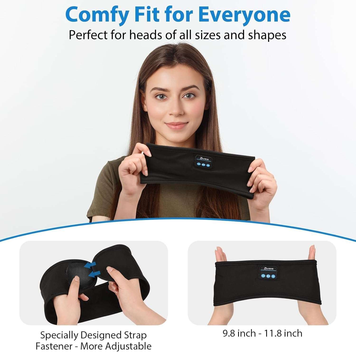 ZRUHIG 2PCS Adjustable Headband Headphones, Sleep Headband, Sleeping Headphones, Bluetooth Headband with Thin Speakers Mic for Men Women, Yoga, Running, Workout, Travel (Grey&Grey) 3