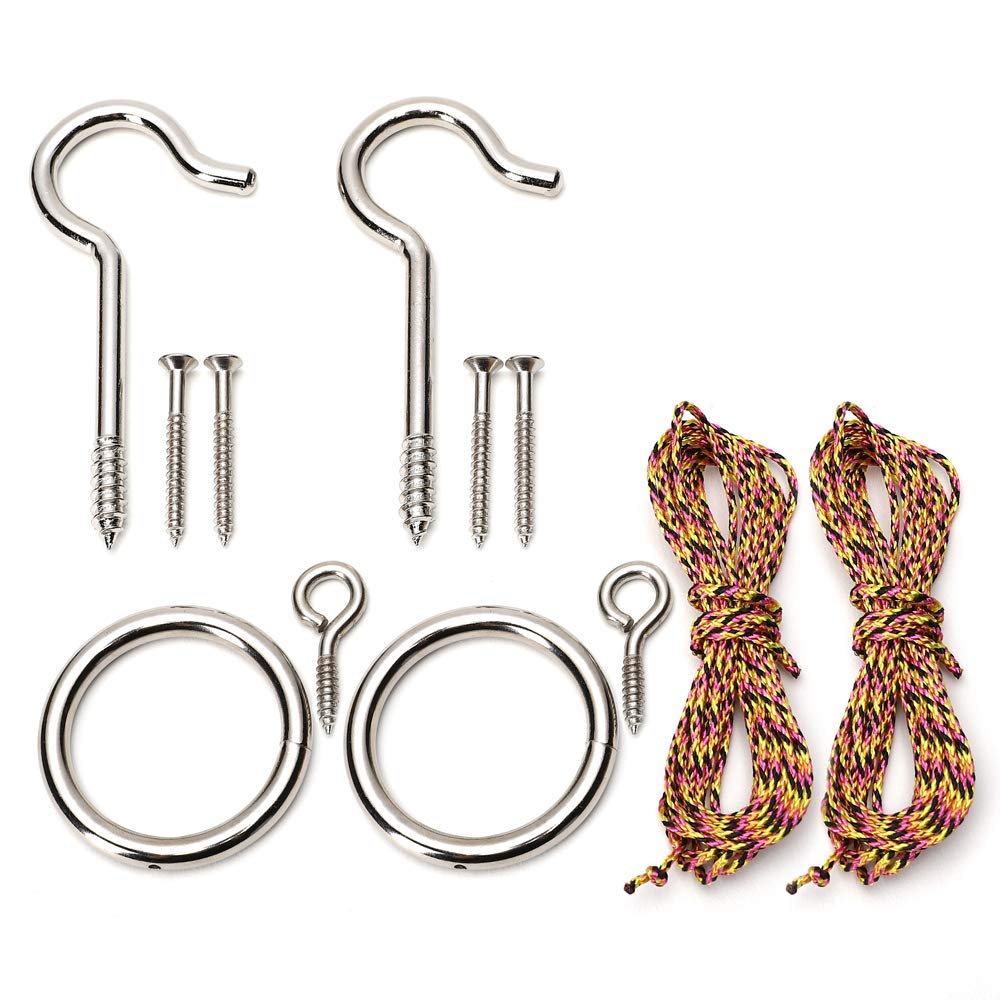 IParts Hook and Ring Swing DIY Kit Heavy-Duty Hardware and String Ring Toss Game, Set of 2 1