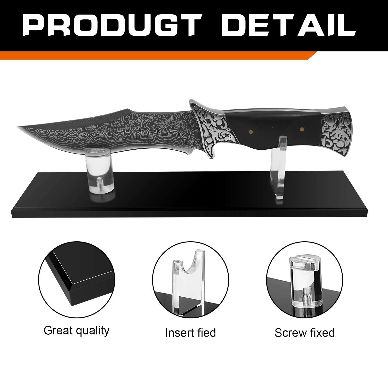 Biobasedon Acrylic Knife Display Stand Knife Holder, knife Display Case for Fixed Blade Knife Collection Display, Single Knife Display Stands are Suitable for Displaying Most Knives 3