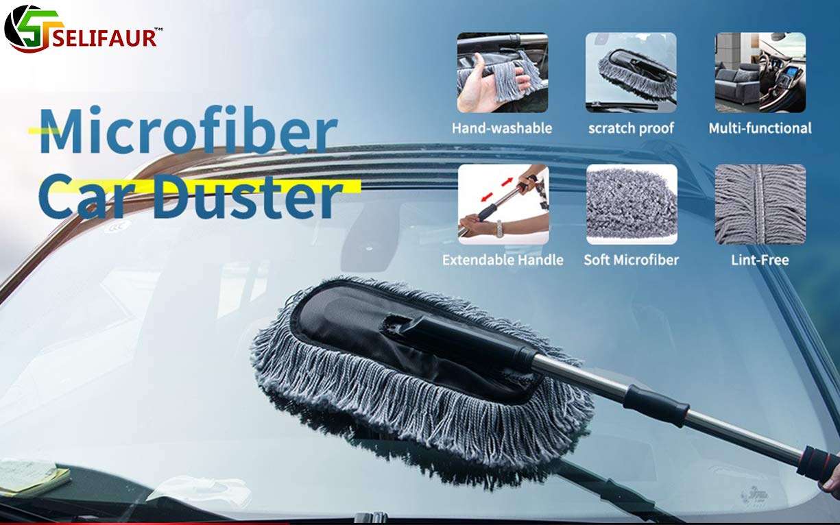 Selifaur Microfiber Flexible Duster Car Wash | Car Cleaning Accessories | Microfiber | Brushes | Dry/Wet Home, Kitchen, Office Cleaning Brush with Expandable Handle for C200 3