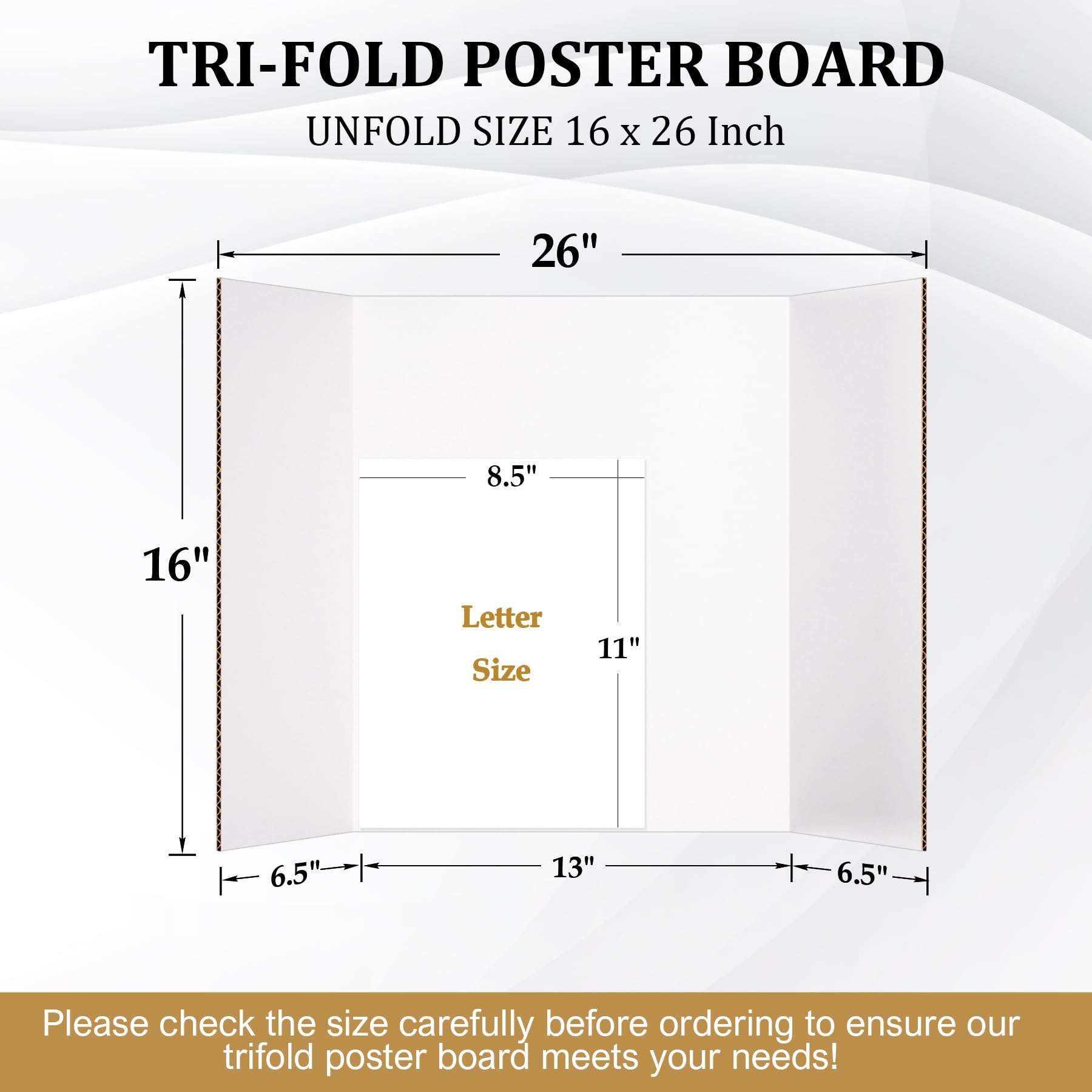 Ndsox 4 Pack 26" x 16" White Trifold Poster Board Medium Size Corrugated Tri Fold Project Poster Boards Science Fair Display Posterboards for Business Presentations, Event Displays, Art Exhibitions 3