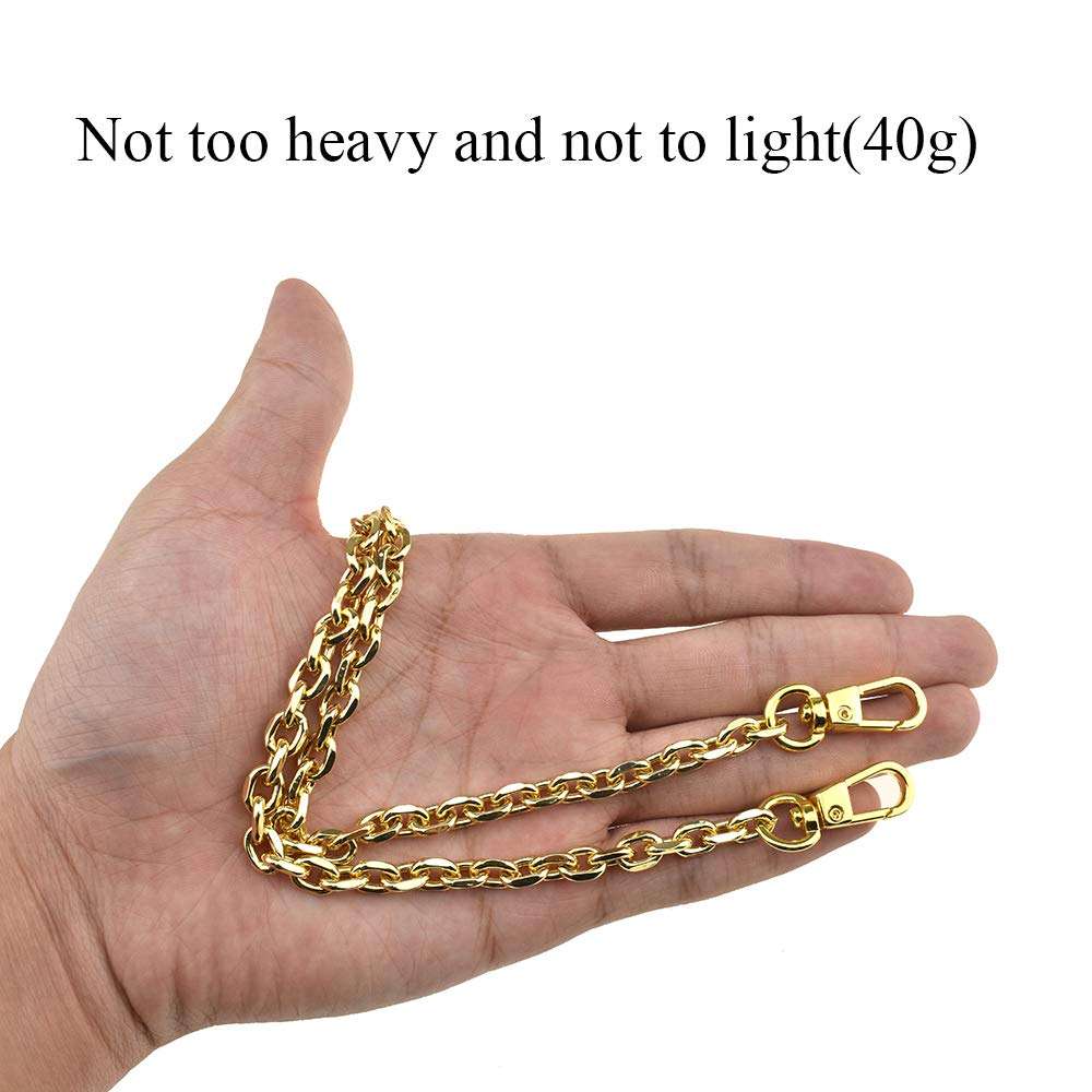 HAHIYO Mini Pochette Purse Chain Strap Thin Wide 6mm for LV Length 15.7 inches Thick 2mm Shiny Yellow Gold for Shoulder Cross Body Sling Handbag Wallet Clutch Comfortable Flat Metal Strap 1 Pack 5