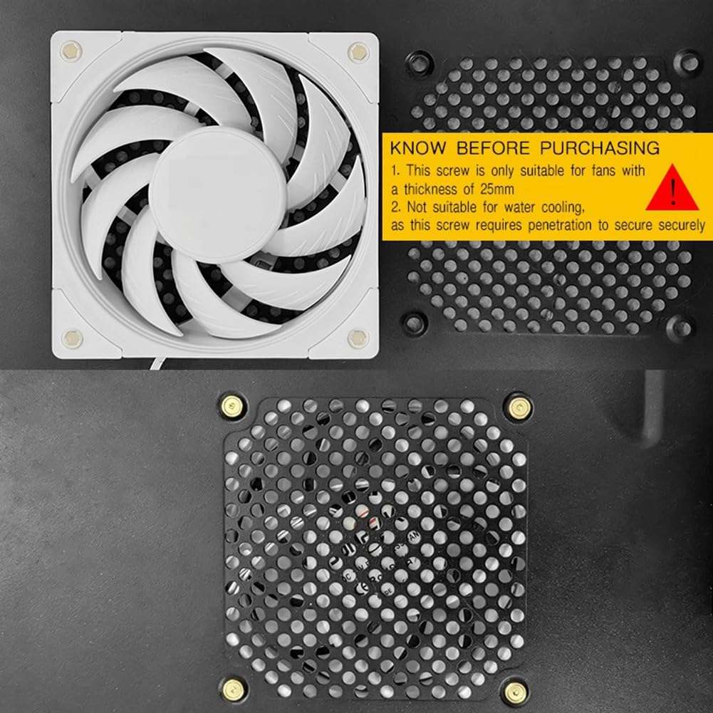 GZSHUNLI 20Pcs Exquisite Screw for 80mm 90mm 120mm 140mm Computer PC Gamer 25mm Thickness Case Cooling RGB Fan DIY Parts Accessories, silver&gold, 00399079A1 6