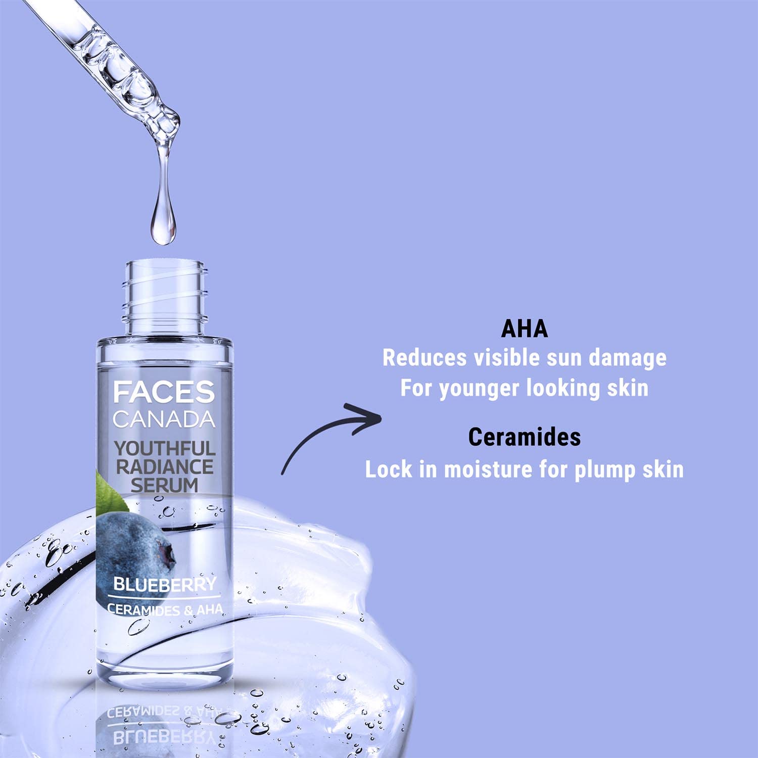 FACES CANADA Youthful Radiance Serum Blueberry I Anti-Ageing I Biphasic I AHA & Ceramides I Radiant Skin I Cruelty-Free | 27 ml 6