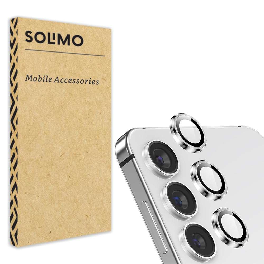 Amazon Brand - Solimo Camera Glass Lens Protector Ring for Samsung Galaxy S25 Plus 5G Case Friendly with Edge to Edge Coverage and Easy Installation (Gray) 1