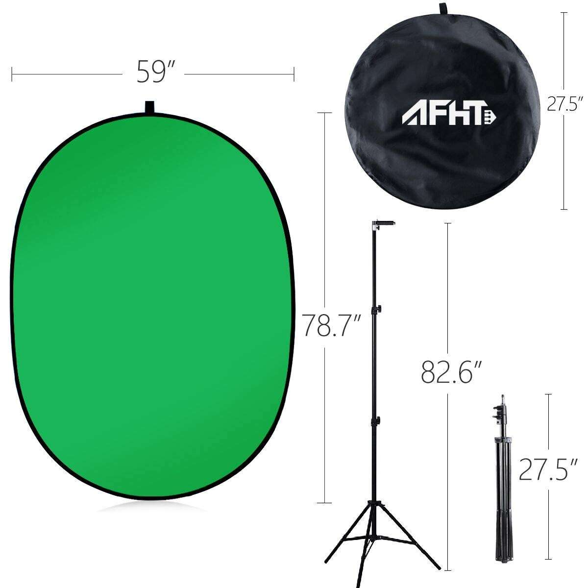 AFHT 5'X7'Portable Green Screen Backdrop with Stand Blue and Green 2-in-1 Collapsible Green Screen Kit, Chromakey Blue and Green Screen Chair 2