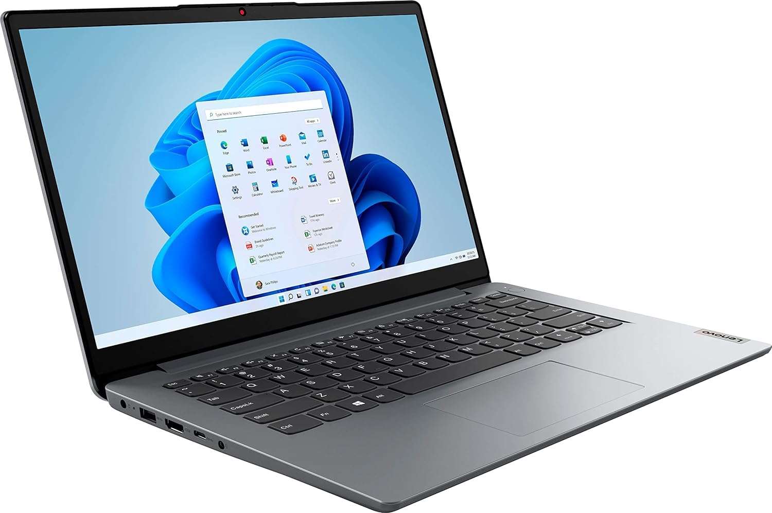 Lenovo IdeaPad 1 14 Laptop, 14.0 inch HD Display, Intel Celeron N4020, 1.1 GHz, 4GB RAM, 64GB eMMC + 1TB M.2 PCIe SSD, Intel UHD Graphics 600, WiFi 6, Win 11 in S Mode, Cloud Grey + Accesories 3