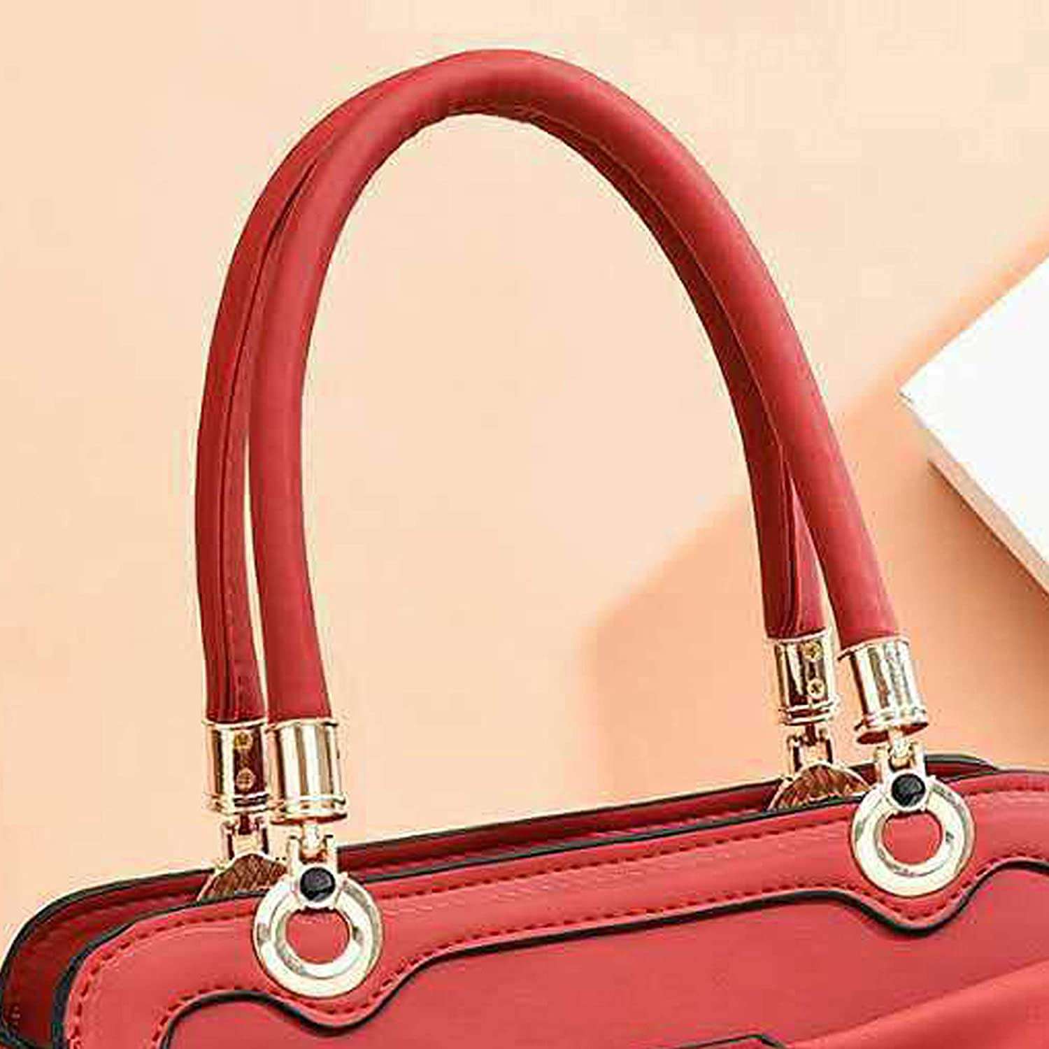 FAMOUS SHOP Latest Butterfly Handbag PU Leather Top Handle Satchel Bag Messenger Shoulder Bags (Bright Red) 5