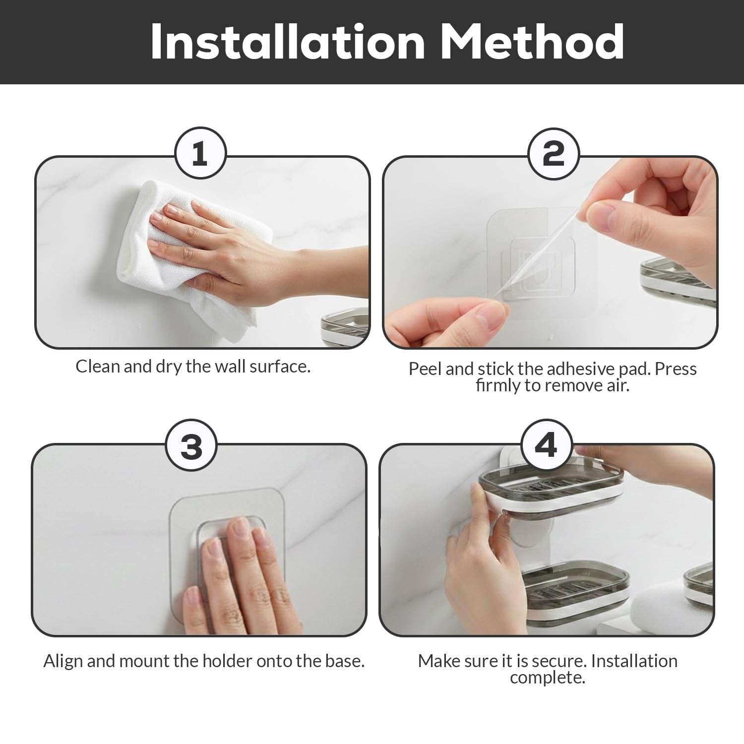 Tyzag Soap Holder for Bathroom, Soap Dish Holder, Soap Stand for Bathroom, Wall Mounted stickable self Adhesive Soap Case for Bathroom (White & Blue, Double Dish) 4