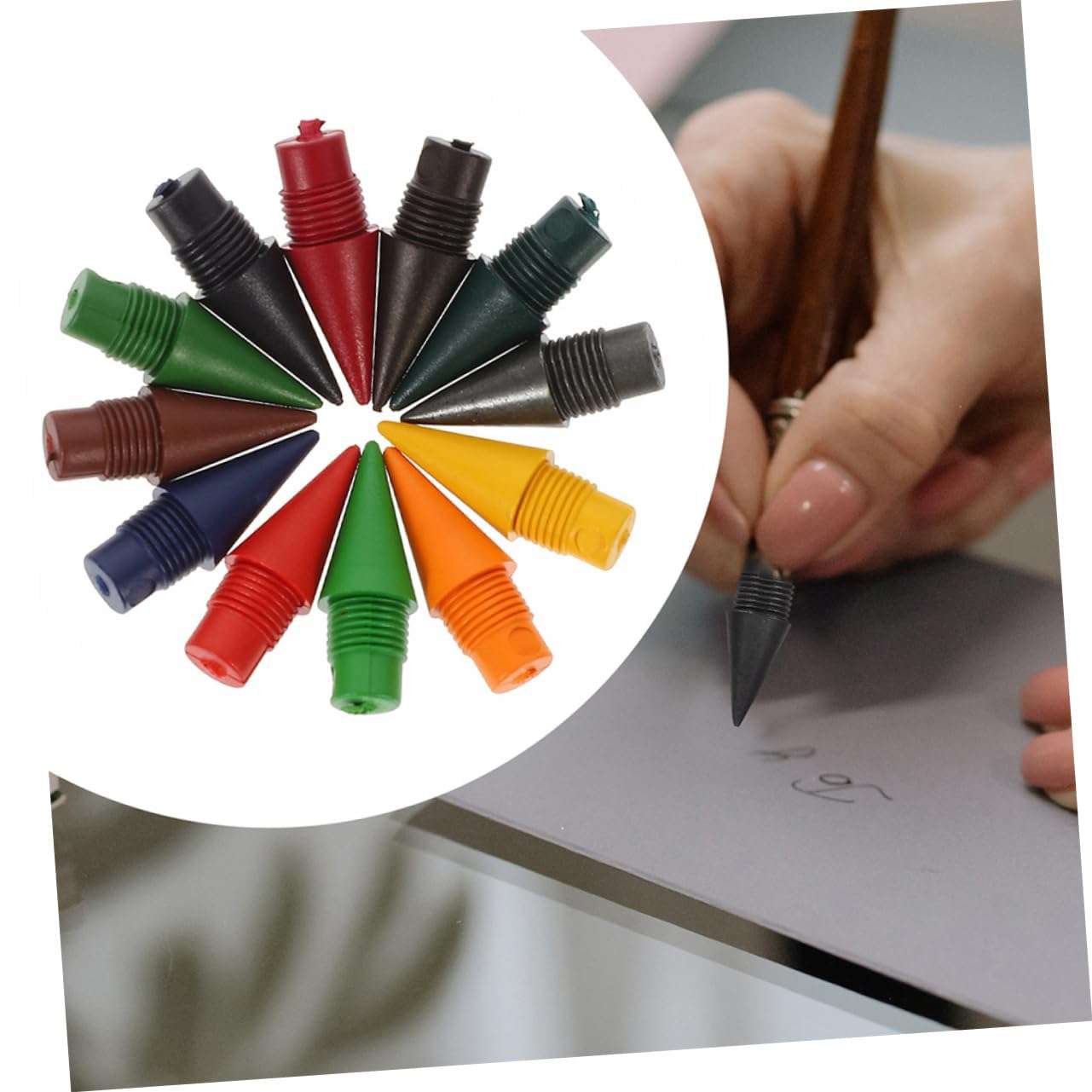 SECFOU Everlasting Pencil Tips 48pcs Colored Pencil Heads Graphite Nibs No Sharpening for Writing Drawing 5