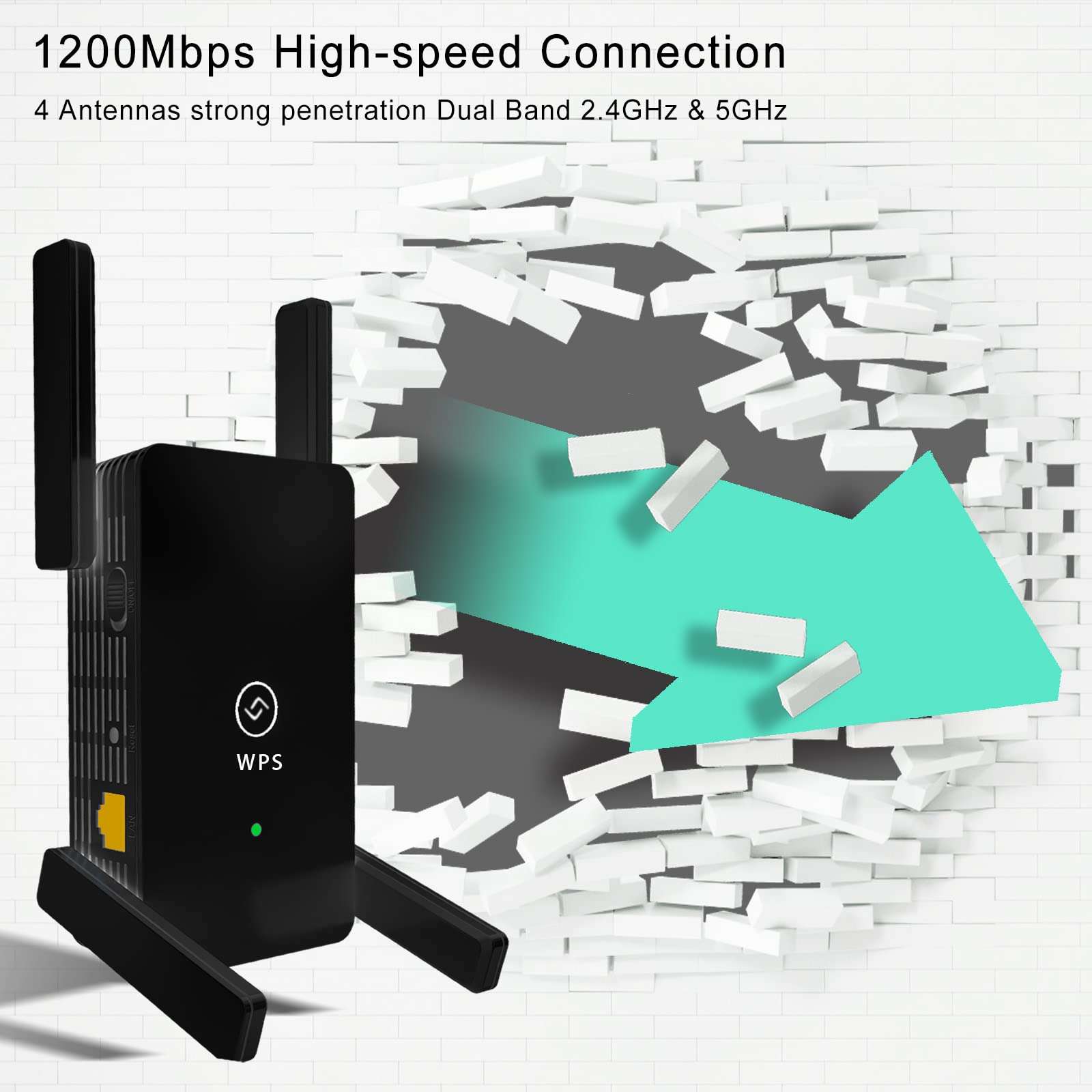 WiFi to Ethernet Adapter Wireless Bridge 5G/2.4GHz 1200Mbps WiFi to ethernet Convert Universal RJ45 Wired Ethernet to WiFi Adapter Wireless Ethernet Adapter for Network Printer (Black 1200Mbps) 5