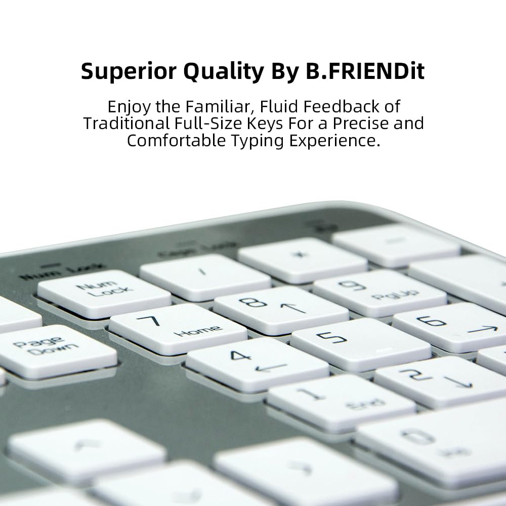 B.FRIENDIT Wired USB Keyboard, Comfortable Quiet Chocolate Keys, Durable Ultra-Slim Wired Computer Keyboard(QWERTY) for PC, Windows 11/10/8/7/XP/Vista KB1430 - Silver 3