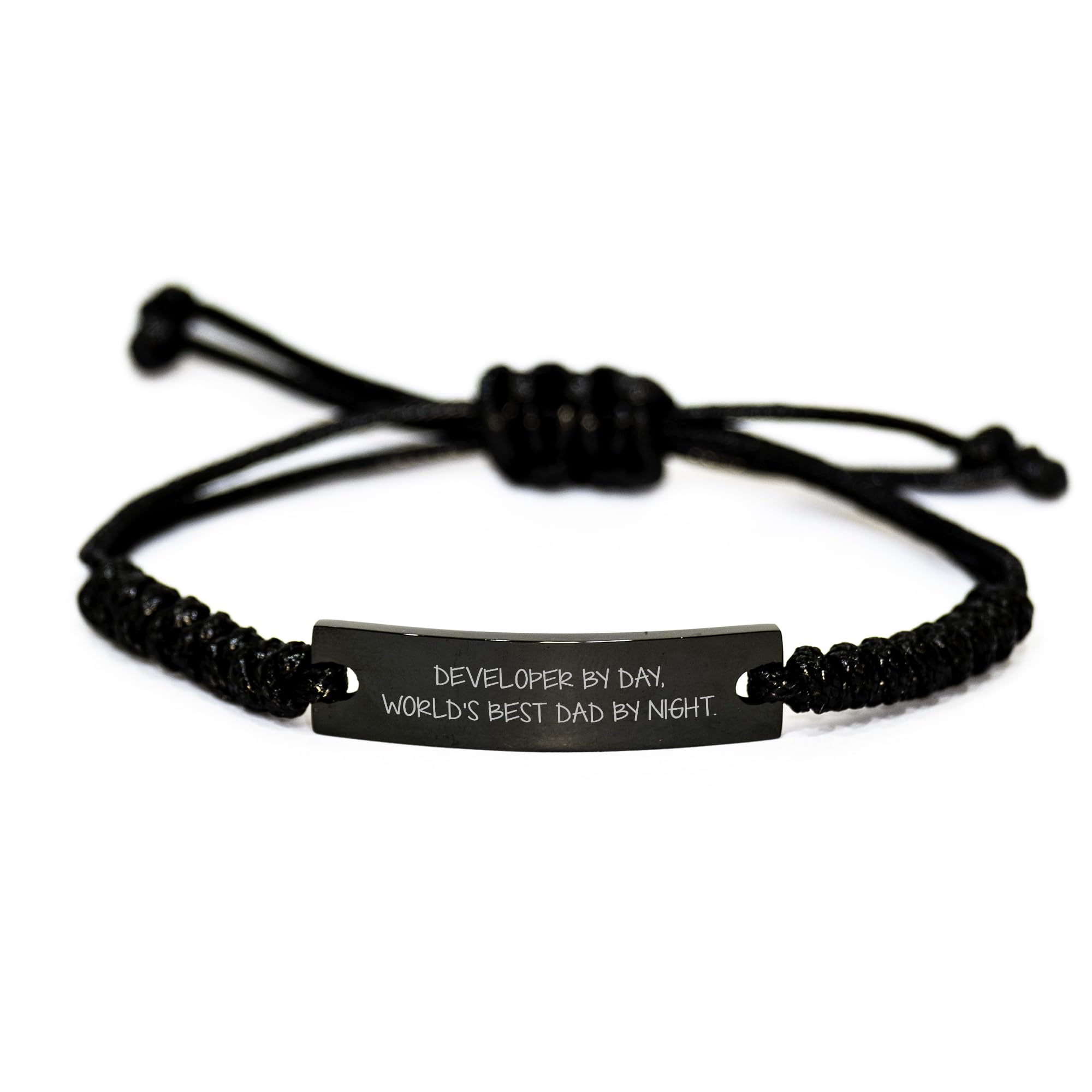 Developer By Day, World's Best Dad By Night, Dark Rope Adjustable Birthday Unique Gift for Developers - Unique Men's Accessory from Best Dads