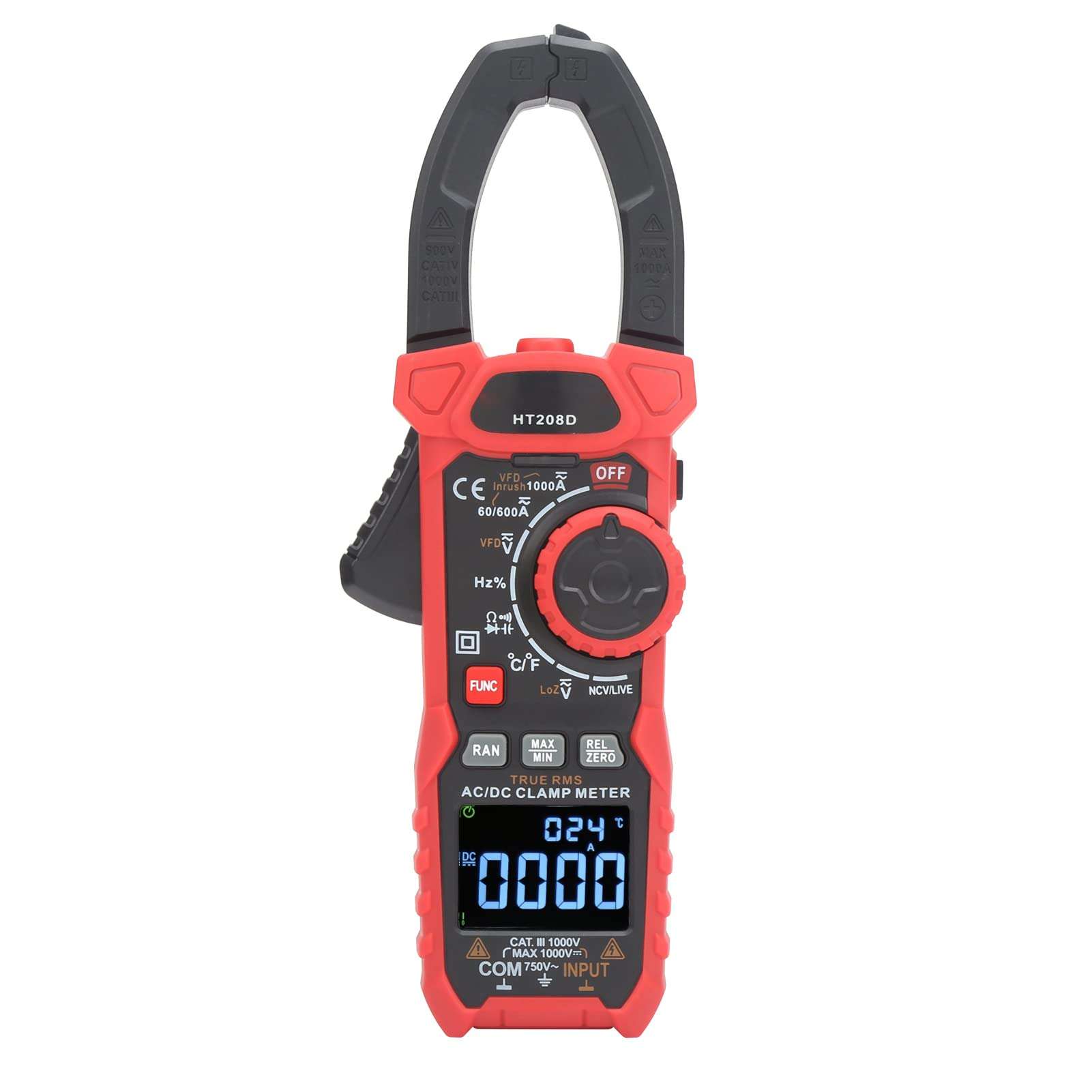 Ozgkee HT208D Digital Clamp Meter Ac/DC Voltage Current Ncv Tester Multimeter 6000 Counts DC Current Clamp Meter 4