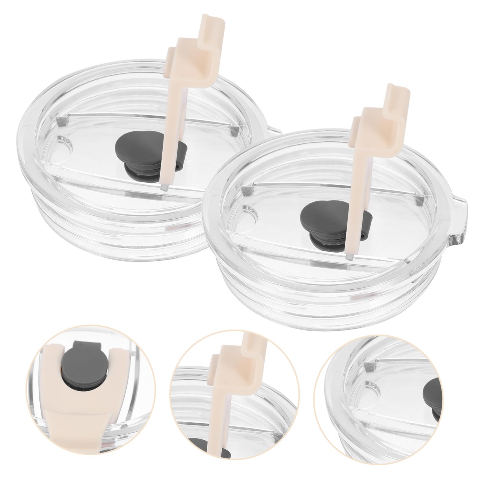 FELTECHELECTR Tumbler Shot Dispenser Lid Leak-proof Airtight Insulated Cup Cover White 2 Pack 5