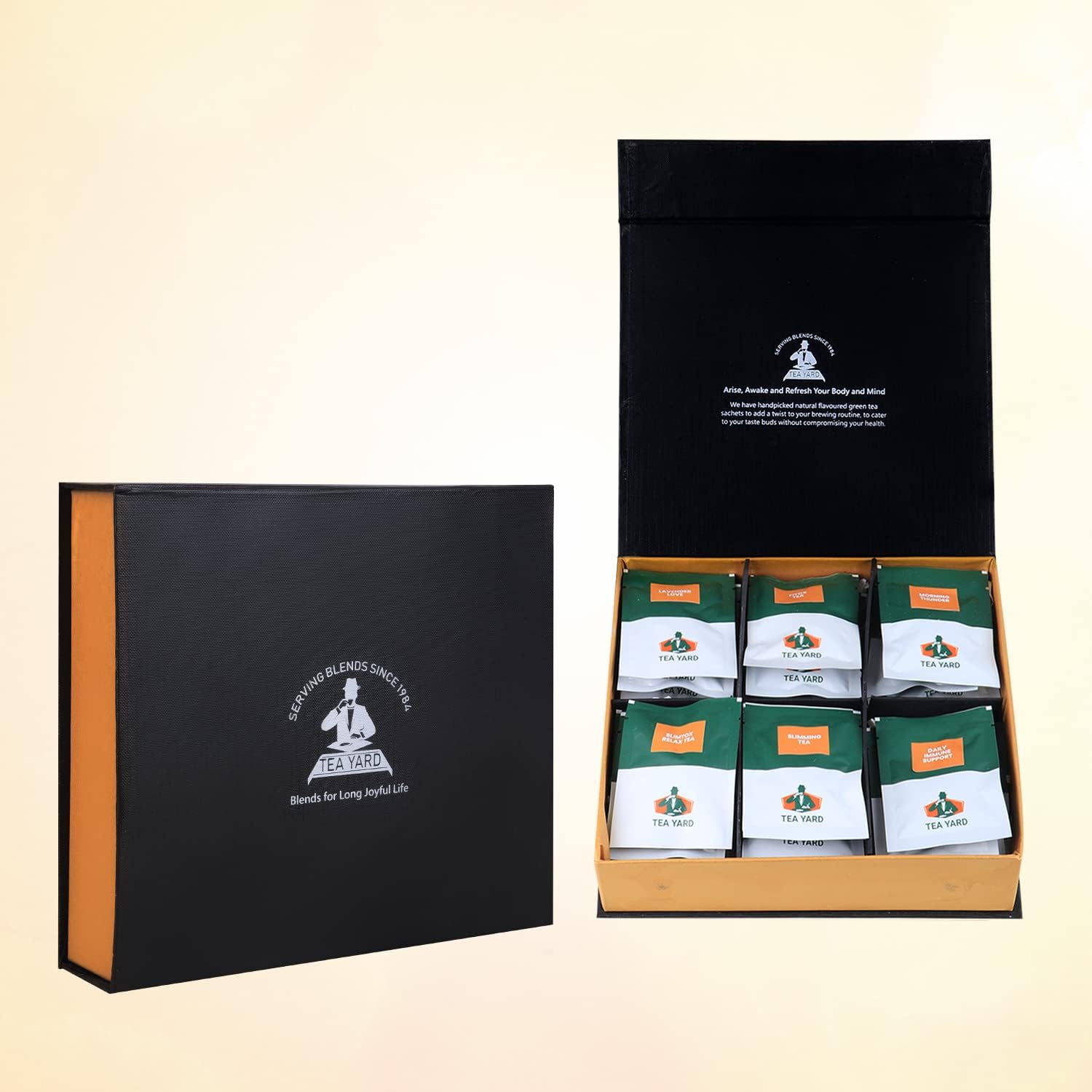 TEA YARD Green Tea Wellness Kit Tea Pack with 6 Assorted Flavour Teas 24 Bags Multiple Taste Low Caffeine Decaf Tisane Pack Ideal for Gifting 5