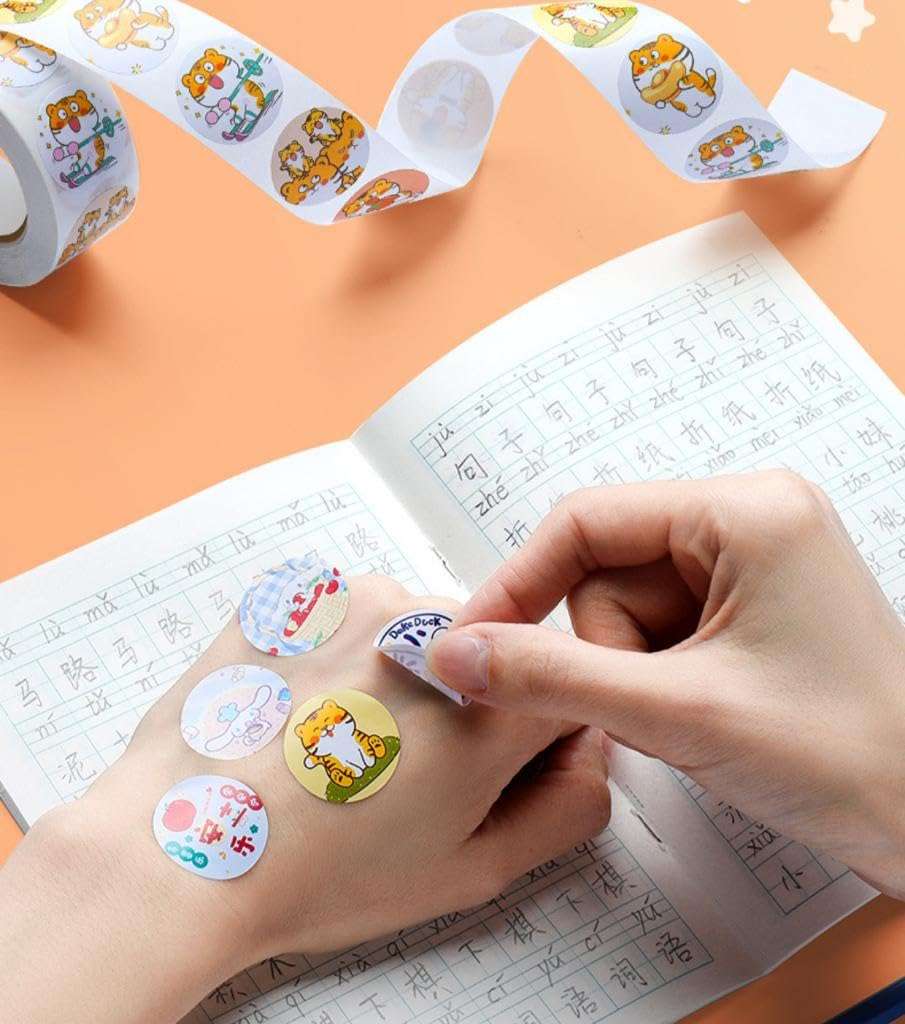 DCELLA Cute Space Rocket Theme Stickers Self Adhesive Sticker for Project 25 mm 500 Sheets Cute Washi Tape Stickers Roll (Pack of 1) 6