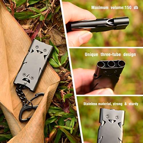 binboll Stainless Steel High Decibel Outdoor Life-Saving Emergency Whistle (Three Tubes Whistle~Gun) 3