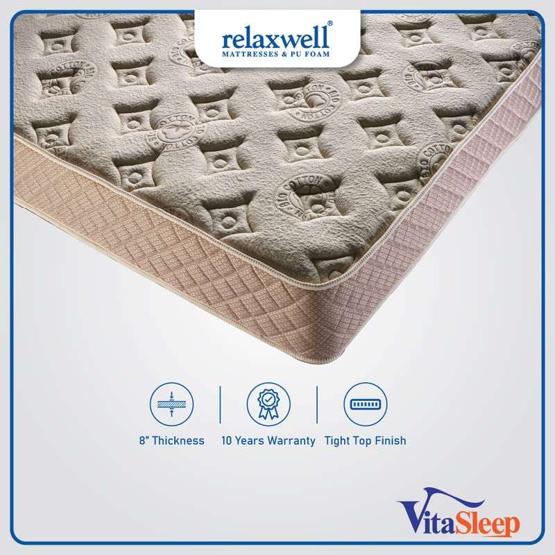 RELAXWELL MATRESSES Vitasleep - Ortho Coir Mattress with Free Pillow for Your Comfort Night (72x36x8 Inches, Single) 2