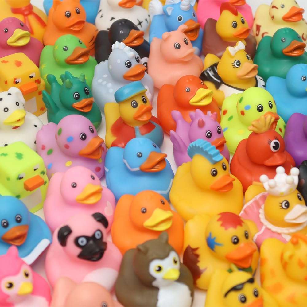 30 Pack Bulk Rubber Ducks for Car Ducking & Bath Toys – Assorted Colors for Kids, Baby Showers, Pool Parties, and Summer Fun 5