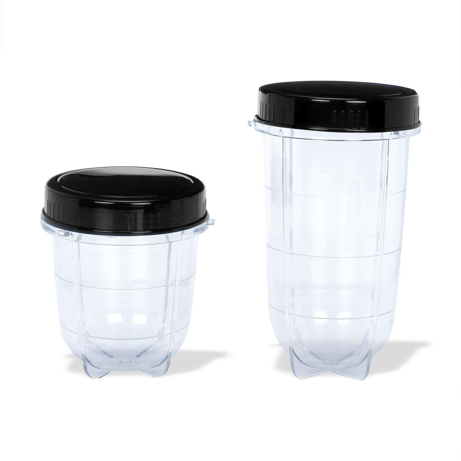 SUGAR Bullet Jar for Mixer Grinder Set of 2 (530 ML & 350 ML) ABS Transparent Plastic Mixer Juicer Jar, Black, MA06 3