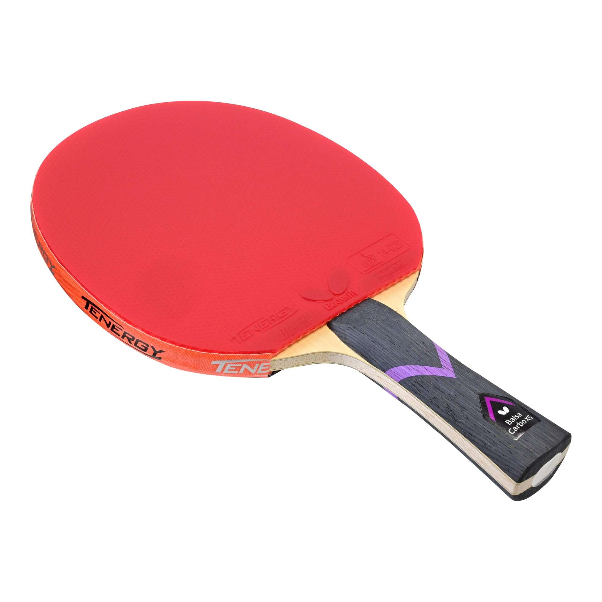 Butterfly Balsa Carbo X5 Pro-Line Table Tennis Racket - ITTF Professional Ping Pong Paddle – Carbon Blade Assembled with Tenergy 80 FX 2.1mm Red and Black Table Tennis Rubber 1