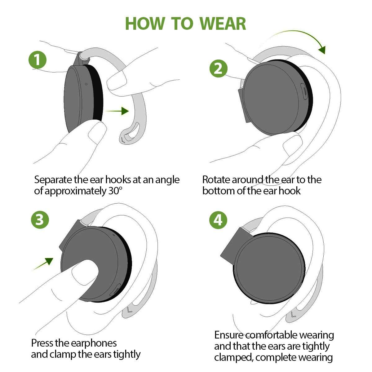 Open Ear Wireless Bluetooth 5.3 Over Ear Headphones with Earhooks - Sports Headset, Clip on Earphones for Sport & Cycling 6