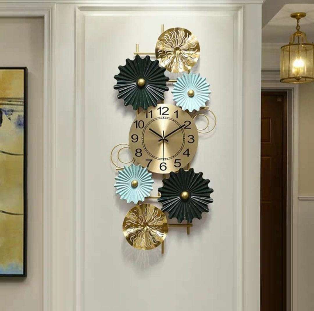 Ak Brass Metal Mechanic Engine Decorative Vertical Iron Wall Clock 1