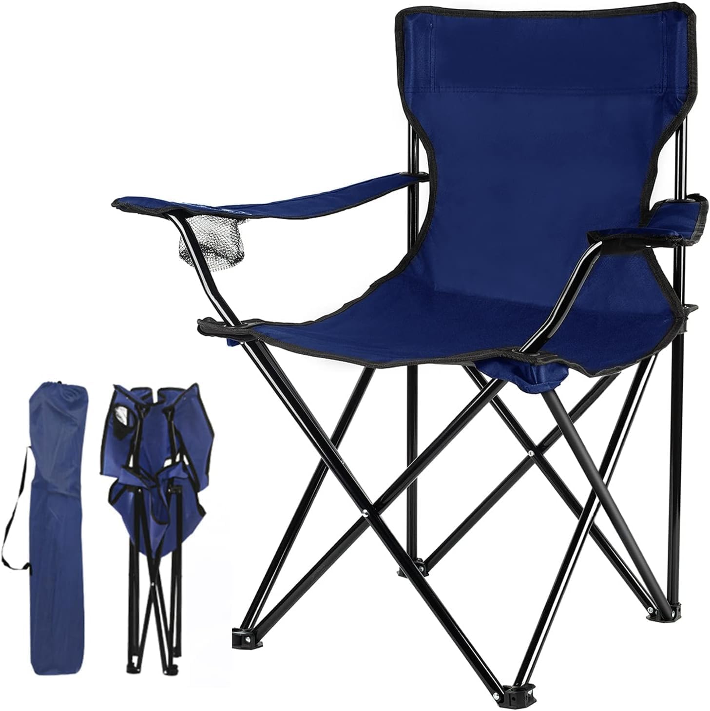 CBEX Folding Camping Small Chair, Portable Fishing Beach Outdoor Collapsible Big Size Chairs (Steel & Polyester, Multicolor) (CB-RE08)