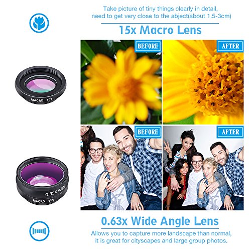 Apexel APL-DG10 10 in 1 Cell Phone Camera Lens Kit Wide Angle Lens & Macro Lens+ Fisheye Lens+Telephoto Lens+CPL/Flow/Radial/Star Filter+Kaleidoscope 3/6 Lens for iPhone Samsung Sony, Black 2