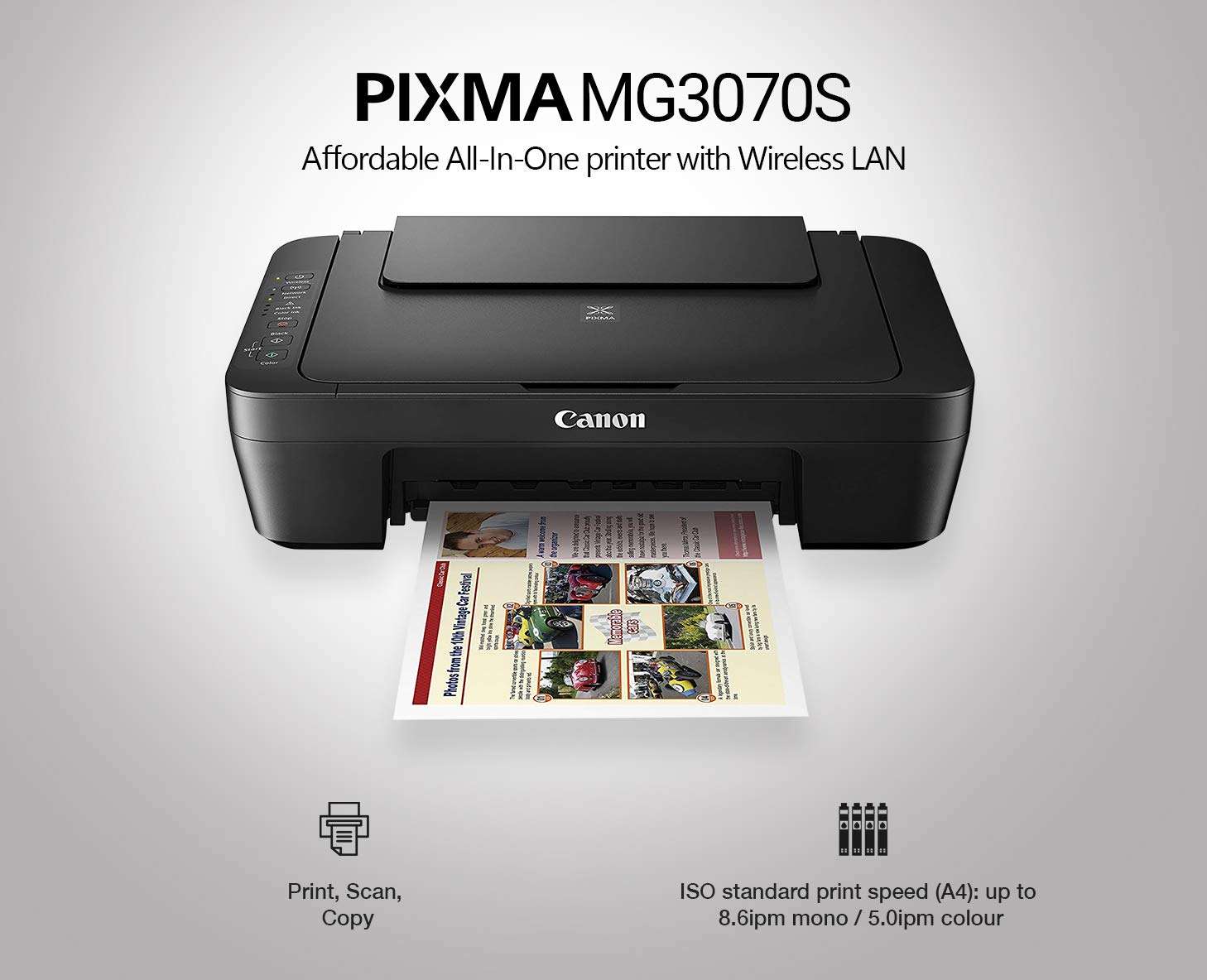 Canon MG3070S All-in-One Inkjet Colour Printer with PG745S & CL746S Ink Cartridge 3