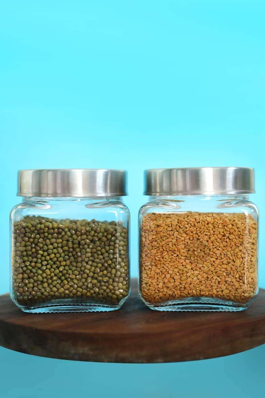 EVOQIS� Pop Jar With Glass Air Tight Lid Pickle Spice Food Storage Containers Transparent Storage Jar Herbs Jar,Jam Jar,Cookie Jar,pop Glass jar,Biscuit Glass Jar 500 ml (2) 6