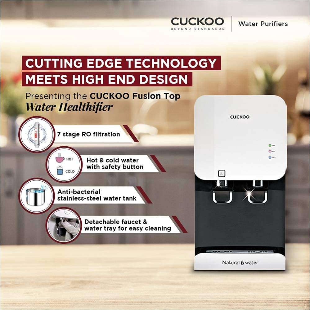 CUCKOO Fusion Top RO Alkaline Water Purifier with Hot & Cold Alkaline Water, Stainless Steel Tank, Dual Faucet - 5.2 litres (CP-FR601HW) 4