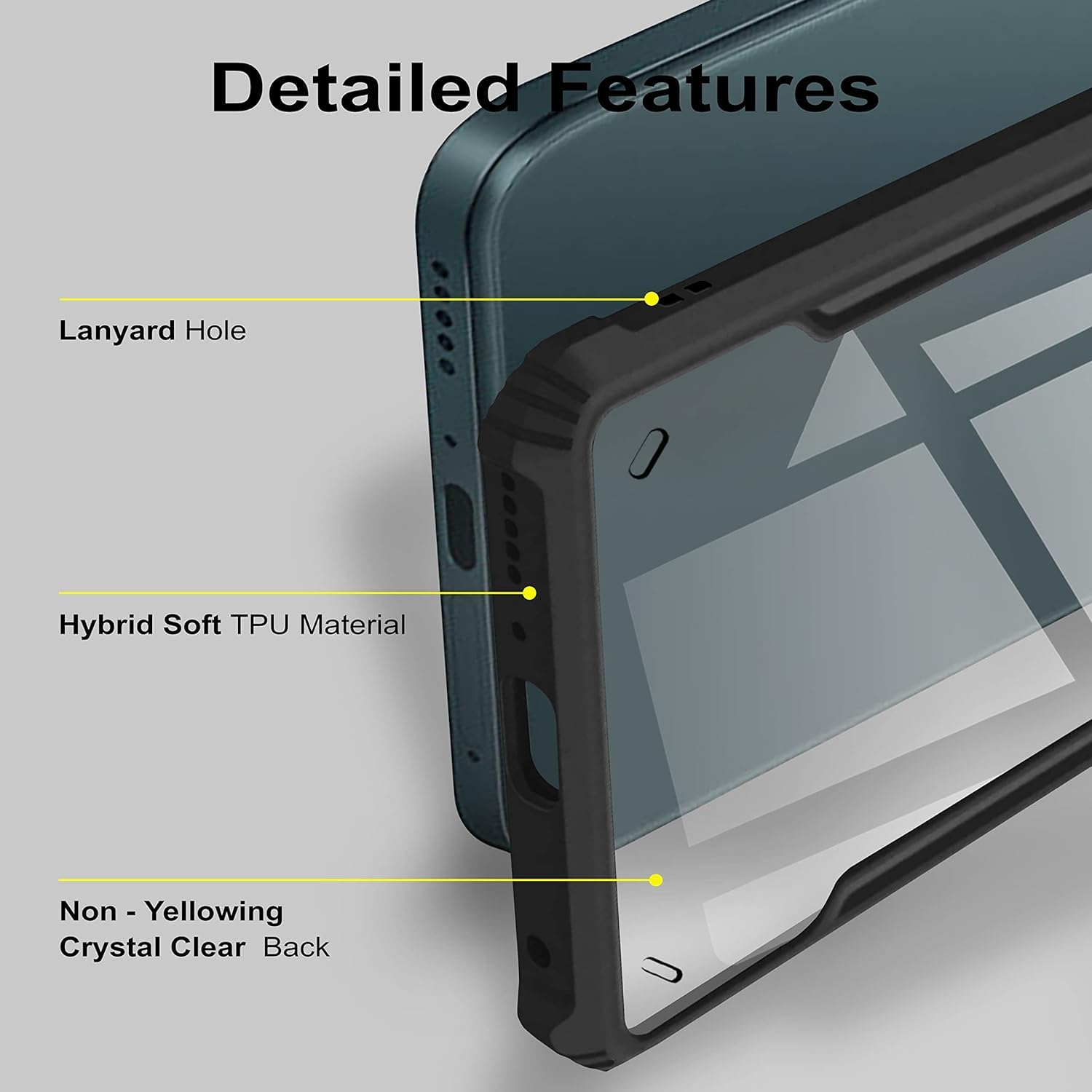 Amazon Basics Hybrid Camera Protection Transparent Hard Back Case Cover for Realme 9 5G (Sides Black) 3