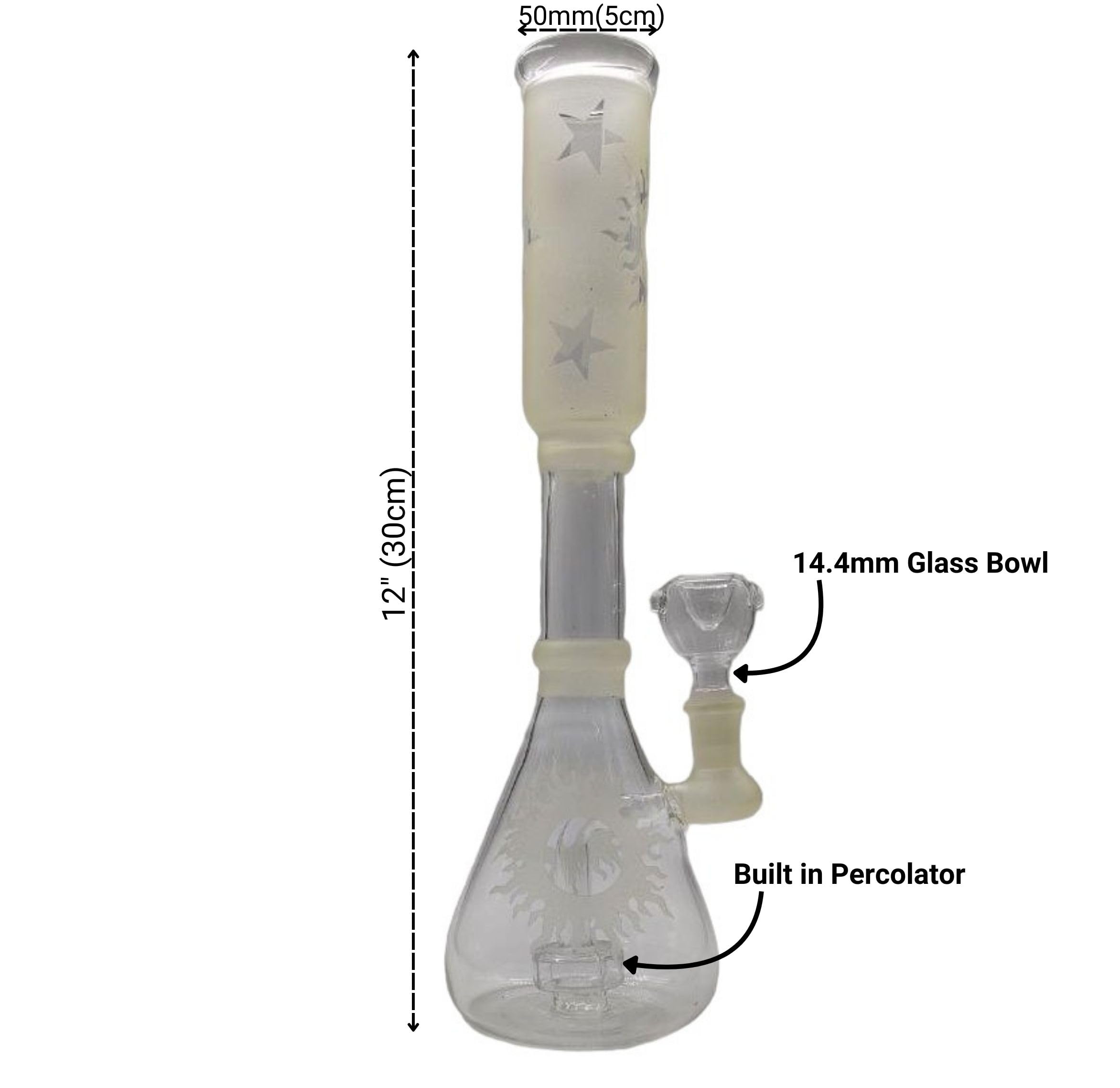 STRONG BONG Glow-in-the-dark Glass Bong | Size: 12" (30cms) | In-Bulit Percolator | Smoking Waterpipe 3