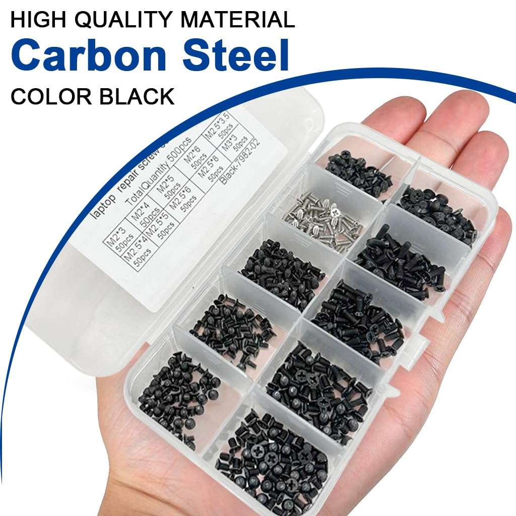 Serplex® 500Pcs Phillips Head Screws M2/M2.5/M3 Phillips Head Screws Kit Laptop Repairing Screws Accessories, Phillips Screw Kit with Box & Screwdriver 4
