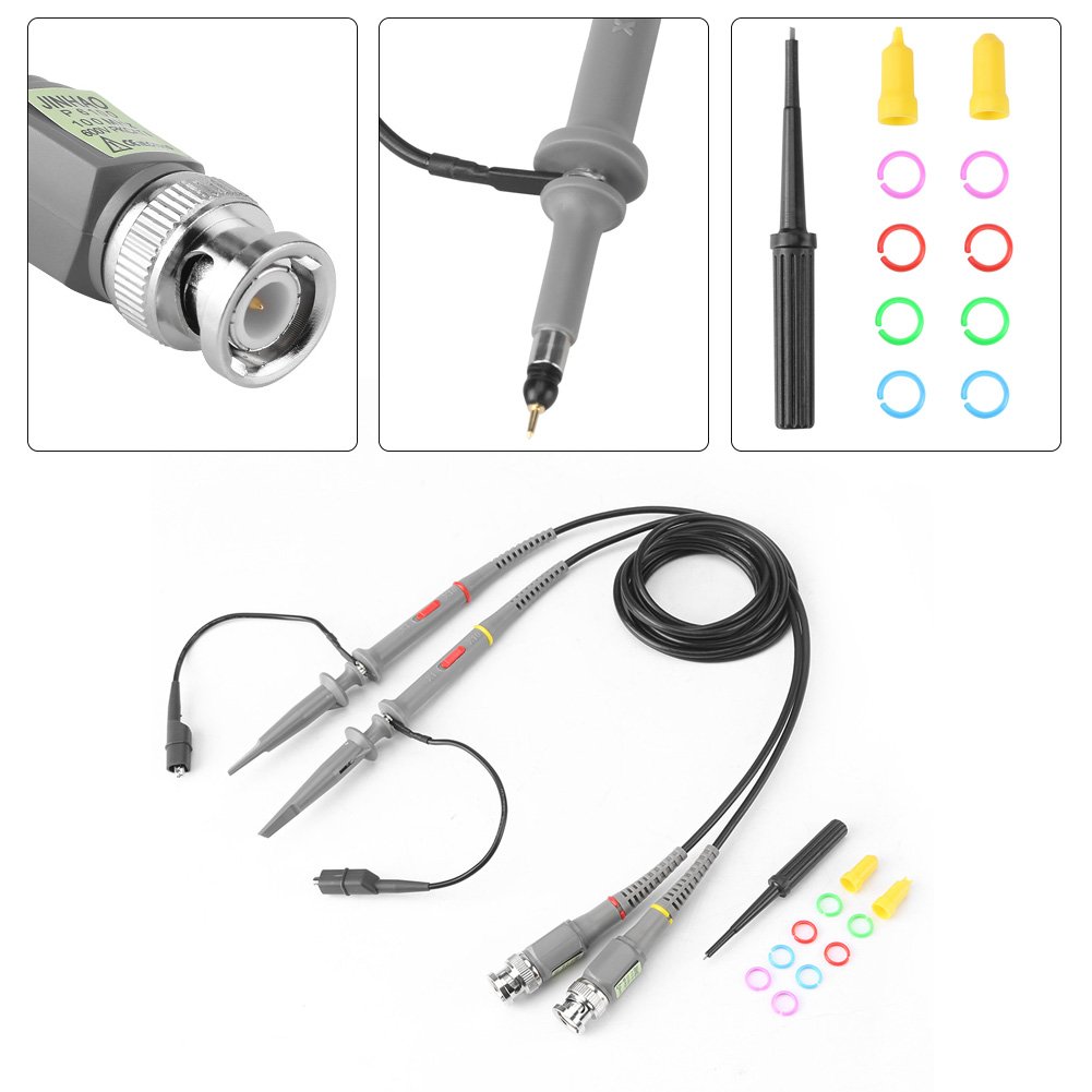 Oscilloscope Probe, 2pcs 100Mhz Oscilloscope Clip Probe P6100 1X/10X 4