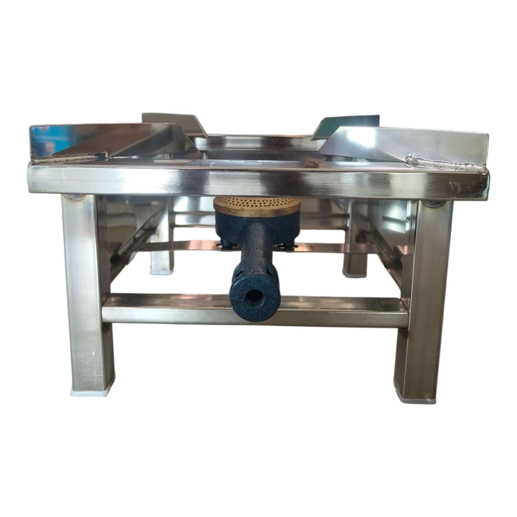 Surajan Stainless Steel Single Burner Squre Chulha Canteen Bhatthi Commercial Gas Stove with All Complementry Accessories - Silver | Manual | (Medium-12x12x8 Inch.) 4