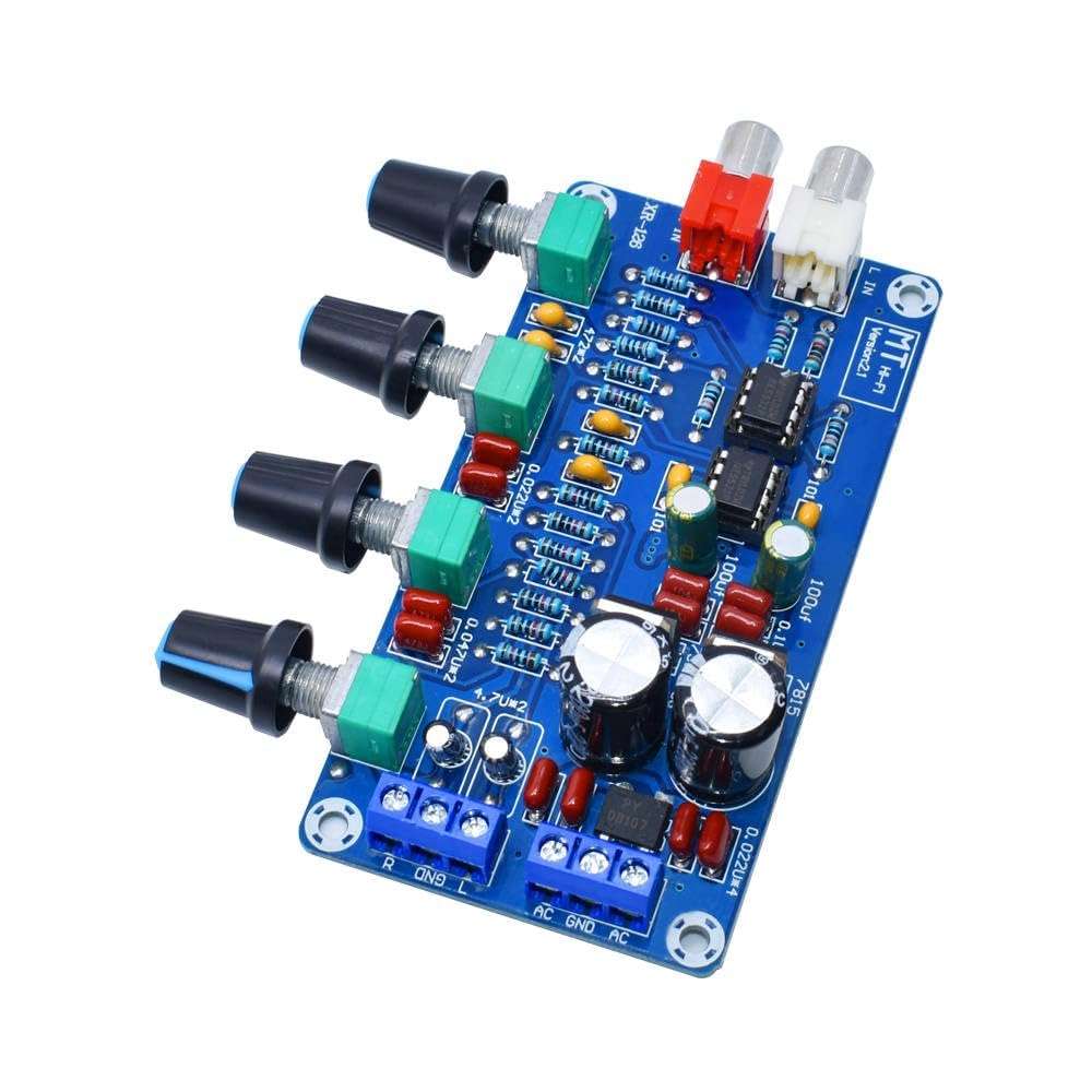 XH-M164 HiFi NE5532 OP-AMP Tone Control Board with Preamp Volume Bass Treble Midrange Equalizer Dual AC 15V Power Input Low Noise Audio Amplifier Module for DIY Audio Projects 4
