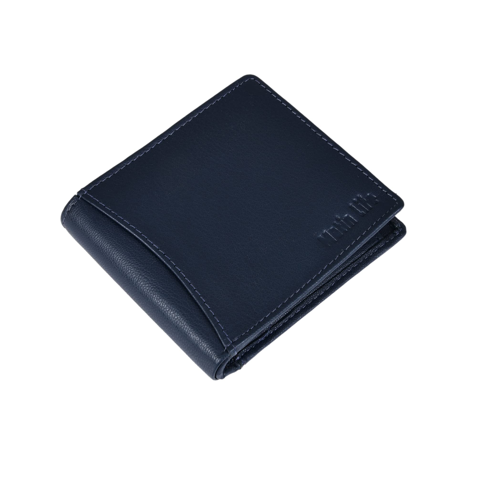 Men Casual, Trendy Blue Genuine Leather RFID Wallet (11 Card Slots) (Blue) 6