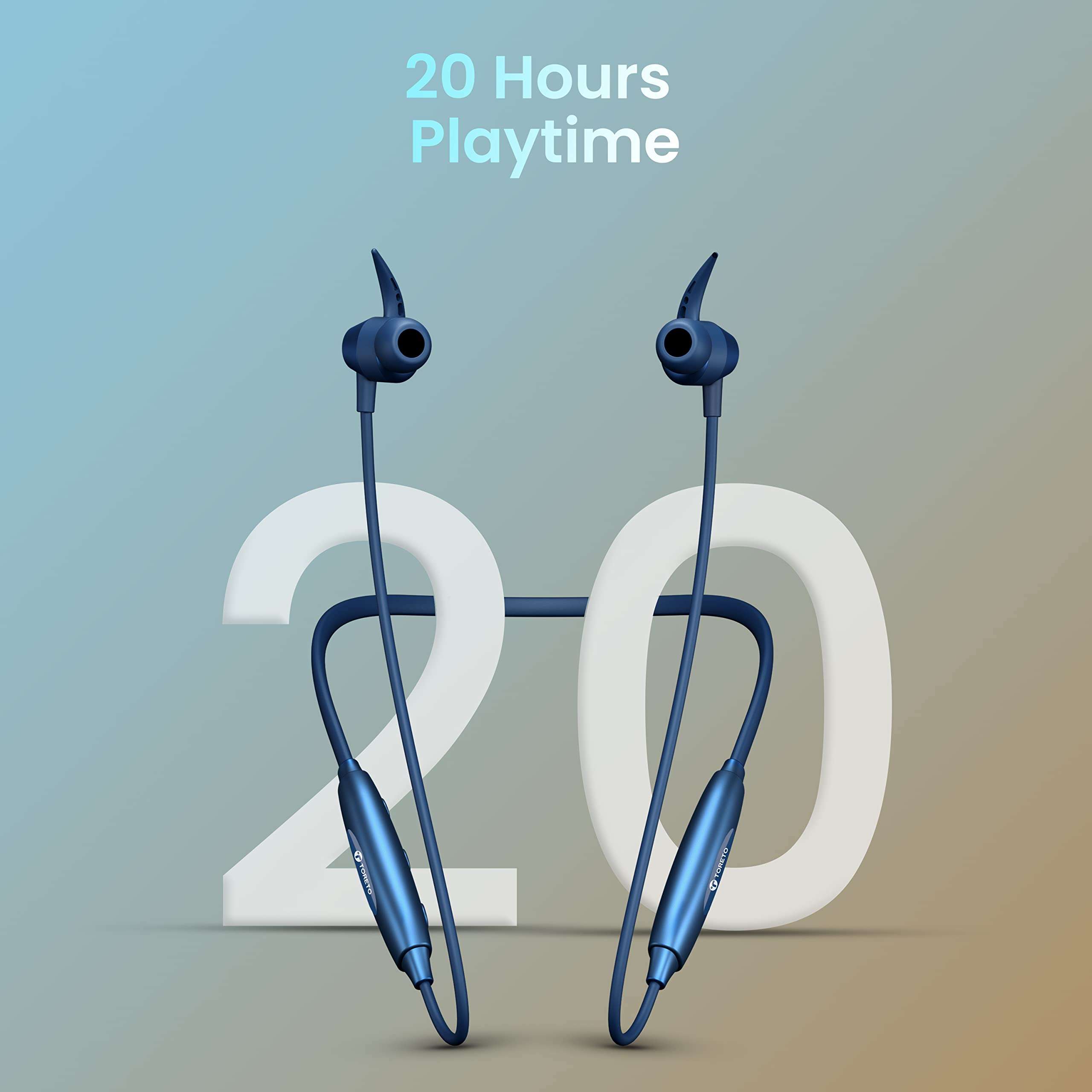 Toreto Alpha Lite (TOR 230) in Ear Bluetooth Neckband with Dedicated Gaming Ultra-Low Latency Mode | Type C Fast Charge | 30 Hours Playtime | Clear Sound | Water & Dust Resistant (Blue)… 5