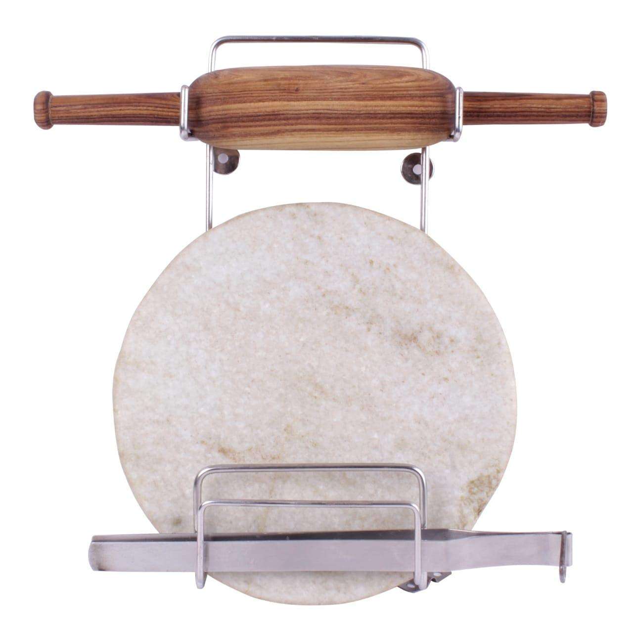 AARBOX Stainless Steel Chakla Belan Stand for Kitchen - 100% Rust-Free Steel Rolling Pin Board Holder Wall Mount (Only Stand Included) 3